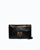 Sac bandoulière moyen Love One Light en cuir brillant - Noir | Pinko