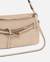 Belt Bag medium shoulder bag in suede - Beżowy | Pinko