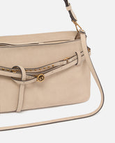 Borsa a spalla media Belt Bag in suede - Beige | Pinko