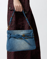 Borsa a spalla piccola Belt Bag Mini in denim - Blu | Pinko