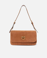 Mittlere Umhängetasche Love Bag Click Soft Horizontal Handle aus Veloursleder - | Pinko