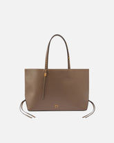 Medium leather shopper bag with metal details - | Pinko