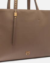 Medium leather shopper bag with metal details - | Pinko