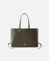 Medium leather shopper bag with metal details - | Pinko