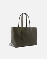 Medium leather shopper bag with metal details - | Pinko