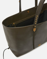 Medium leather shopper bag with metal details - | Pinko