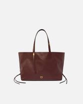 Medium leather shopper bag with metal details - | Pinko