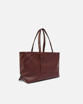 Medium leather shopper bag with metal details - | Pinko