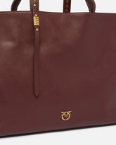 Medium leather shopper bag with metal details - | Pinko