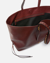 Medium leather shopper bag with metal details - | Pinko