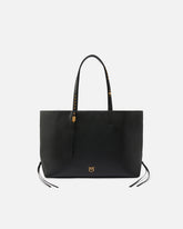 Medium leather shopper bag with metal details - | Pinko