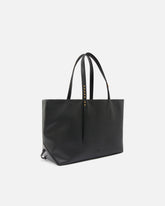 Medium leather shopper bag with metal details - | Pinko