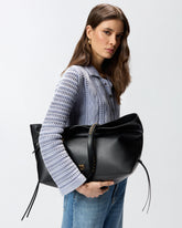 Medium leather shopper bag with metal details - | Pinko