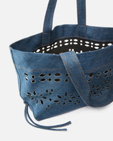 Τζιν τσάντα shopper μετρίου μεγέθους από denim με κοφτό κέντημα - | Pinko