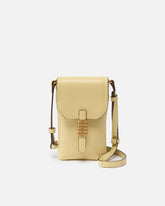 Pochette à bandoulière pour smartphone en cuir à logo - Jaune | Pinko