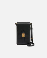 Leather smartphone case with shoulder strap and logo - | Pinko