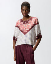 Blusa con motivo cravatteria e stampa piazzata - | Pinko