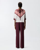 Blusa con motivo cravatteria e stampa piazzata - | Pinko