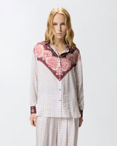 Shirt with tie motif and placed print - | Pinko