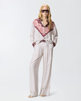 Shirt with tie motif and placed print - | Pinko