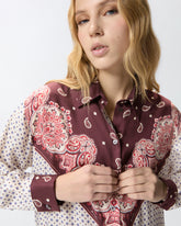 Shirt with tie motif and placed print - | Pinko