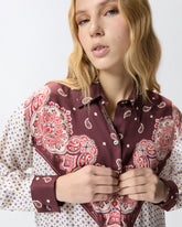 Shirt with tie motif and placed print - | Pinko