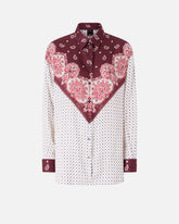Shirt with tie motif and placed print - | Pinko