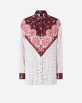 Shirt with tie motif and placed print - | Pinko