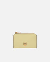 Portafoglio mini in pelle con Love Birds - Giallo | Pinko