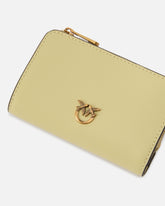 Portafoglio mini in pelle con Love Birds - Giallo | Pinko