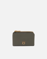Portafoglio mini in pelle con Love Birds - Grigio | Pinko