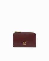Mini wallet in leather with Love Birds - Dark Red | Pinko