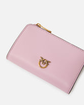 Portafoglio mini in pelle con Love Birds - Rosa Chiaro | Pinko