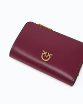 Mini wallet in leather with Love Birds - Bordeaux | Pinko