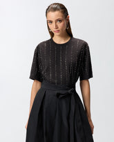 T-shirt with jewel stripes - | Pinko