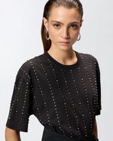 T-shirt with jewel stripes - | Pinko