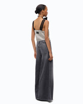 Ausgestellte Jeans mit Super Wide Leg aus Black Denim - Grau | Pinko