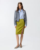 Gonna longuette aderente con spacco - | Pinko