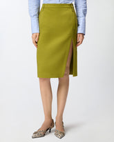 Gonna longuette aderente con spacco - | Pinko