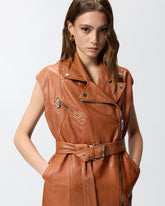 Gilet stile biker in pelle - | Pinko