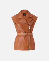 Biker-style leather vest - | Pinko