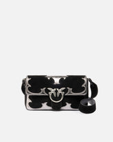 Sac porté épaule moyen Love Bag One Slouchy en daim avec incrustations - Multicolore Noir-Argent | Pinko