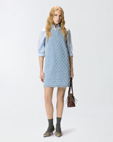 Kurzes Kleid aus Denim mit Rautenmuster und Strass - | Pinko