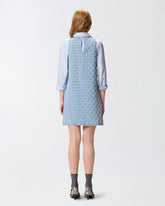 Denim mini dress with diamond and rhinestone motif - | Pinko