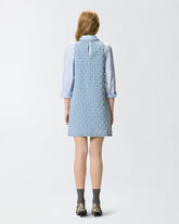 Kurzes Kleid aus Denim mit Rautenmuster und Strass - | Pinko