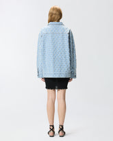 Giubbino in denim con disegno rombi e strass - | Pinko