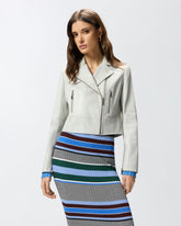 Giacca chiodo stile biker in nappa - | Pinko