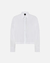 Chemise cropped en coton à rayures et logo - | Pinko