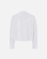 Camicia cropped in cotone a righe con logo - | Pinko