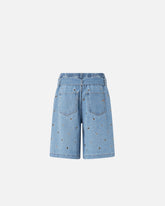 Shorts in denim con occhielli e cintura - | Pinko
